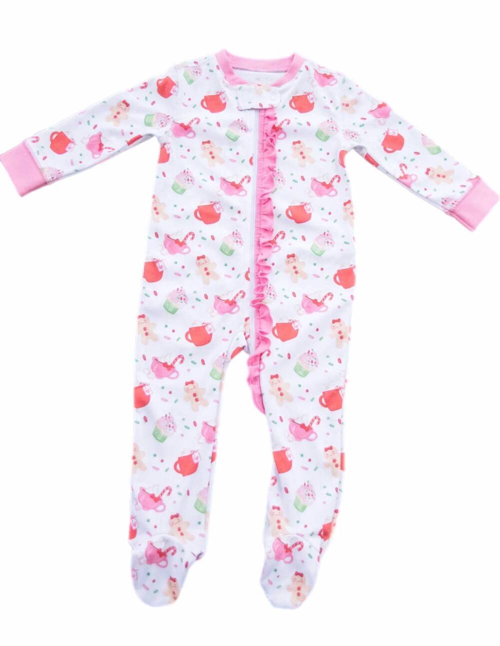 NEW JAMES & LOTTIE girls gingerbread zip-up jammies in pink
